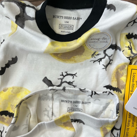 New Burt Bees Halloween Spooky Bat Print 2pc Snug fit Pajamas - Picture 10 of 10